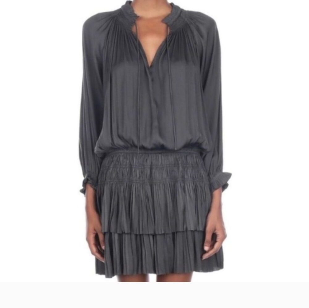 Current Air Blue Pleated Halter Midi Sundress - Picture 8 of 9